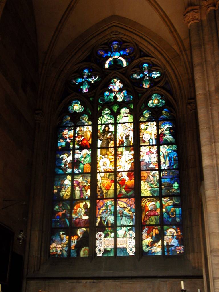 Glas in lood raam in de St. Vitus