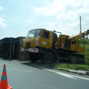 Vrachtwagen ongeval bij Lovosice, 13.38 uur