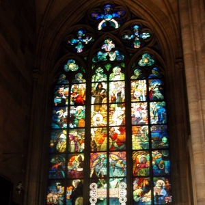 Glas in lood raam in de St. Vitus