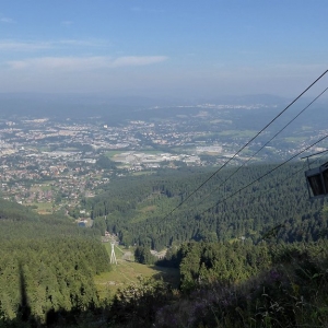 Ještěd: blik over Liberec stad