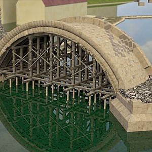 De Karelsbrug in Praag: 3D-computeranimatie van de bouw