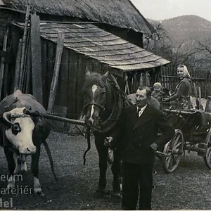 De familie Böhm (ca 1950) op het erf