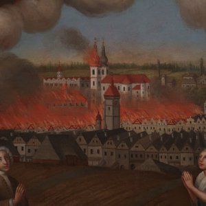 13 stadsbrand Litomyšl schilderij