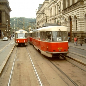Tatra trams in Praag
