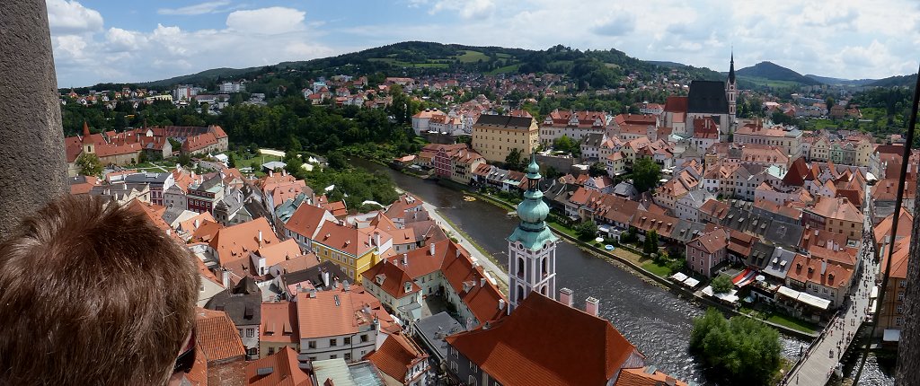 Český Krumlov : uitzicht vanaf de kasteeltoren