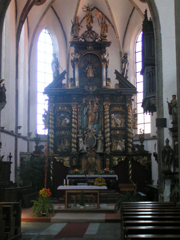 Altaar in de Sint Jacobskerk in Prachatice