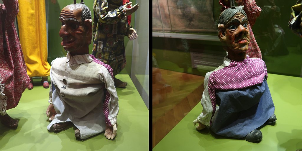 Chrudim marionettenmuseum: tweezijdige marionet