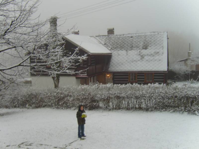 Het prachtige huis in de sneeuw