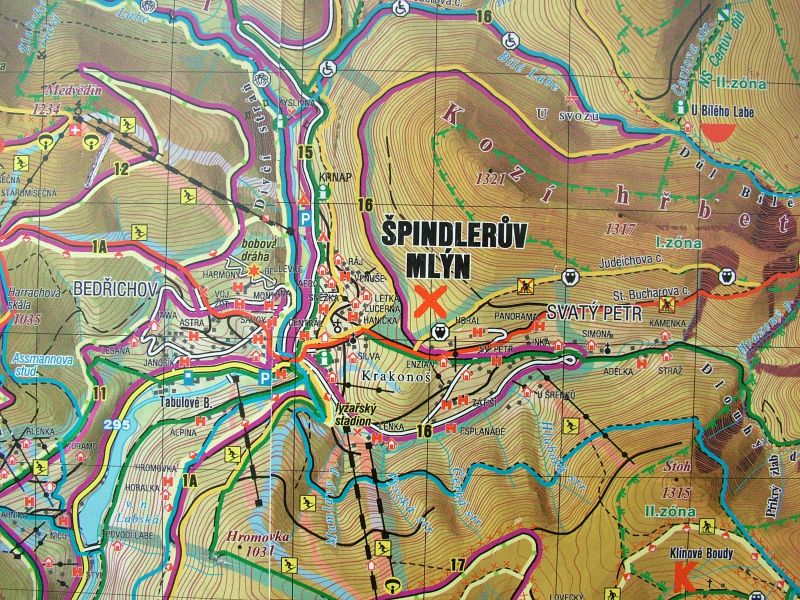kaart van Spindleruv Mlyn