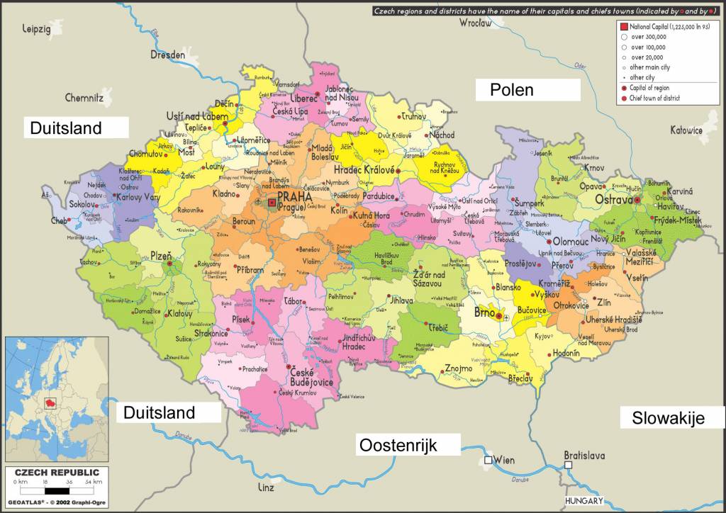 Kaart van Tsjechie