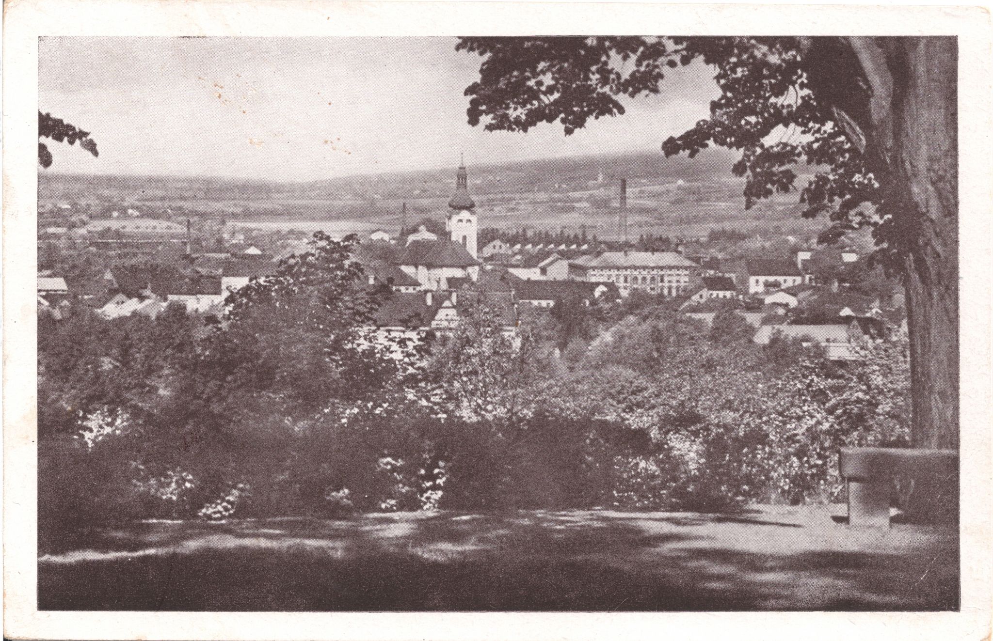 Oude ansichtkaart Horice 1944