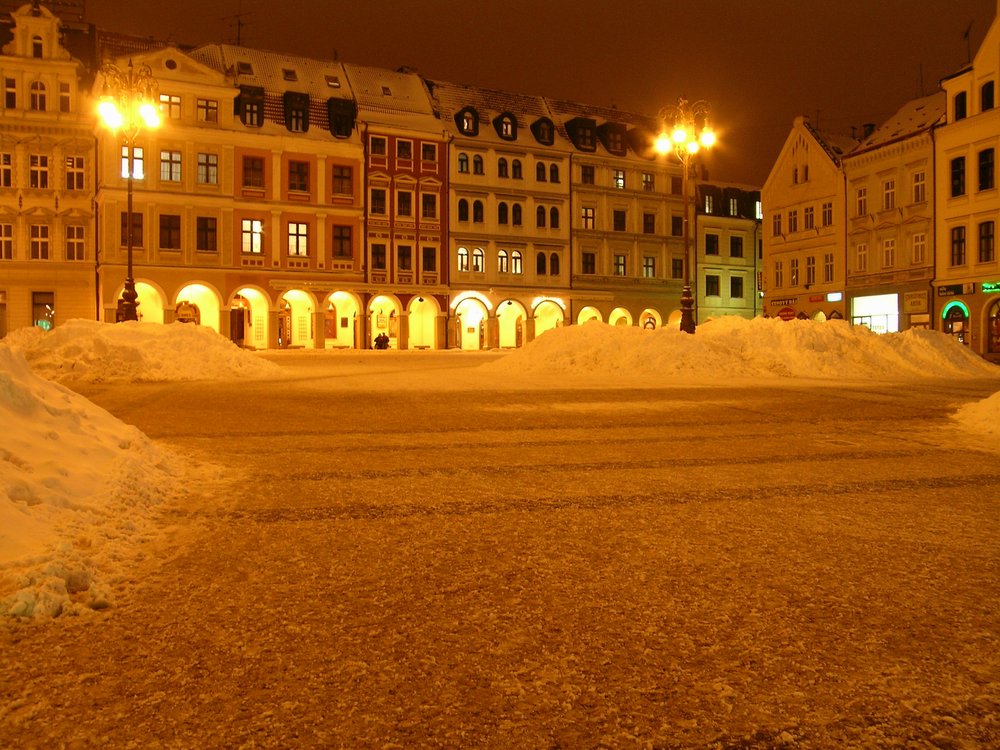 Plein in Liberec na flinke sneeuwval